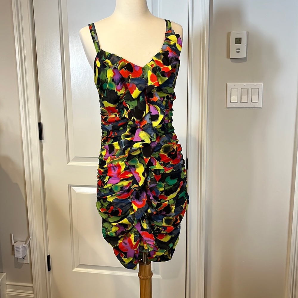 Multi colored ruched dress